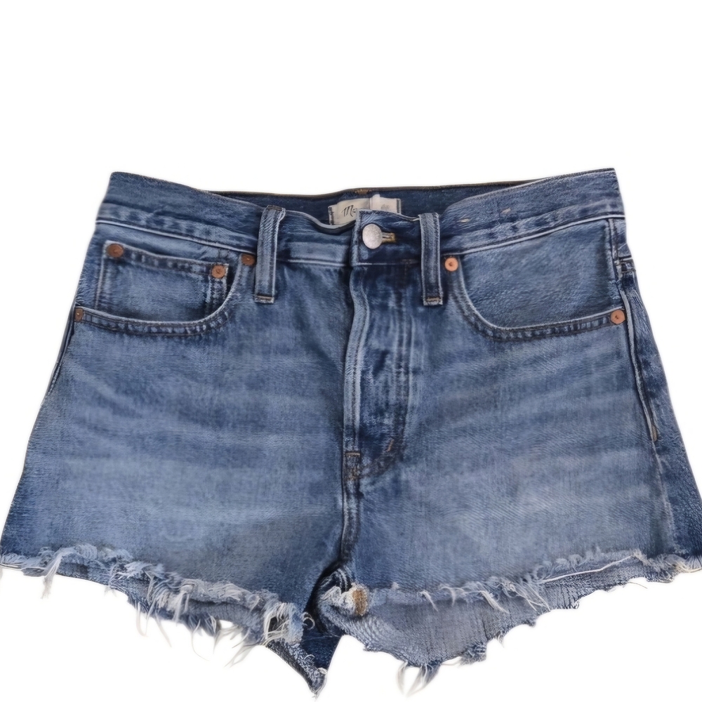Madewell Blue Frayed Jean Shorts